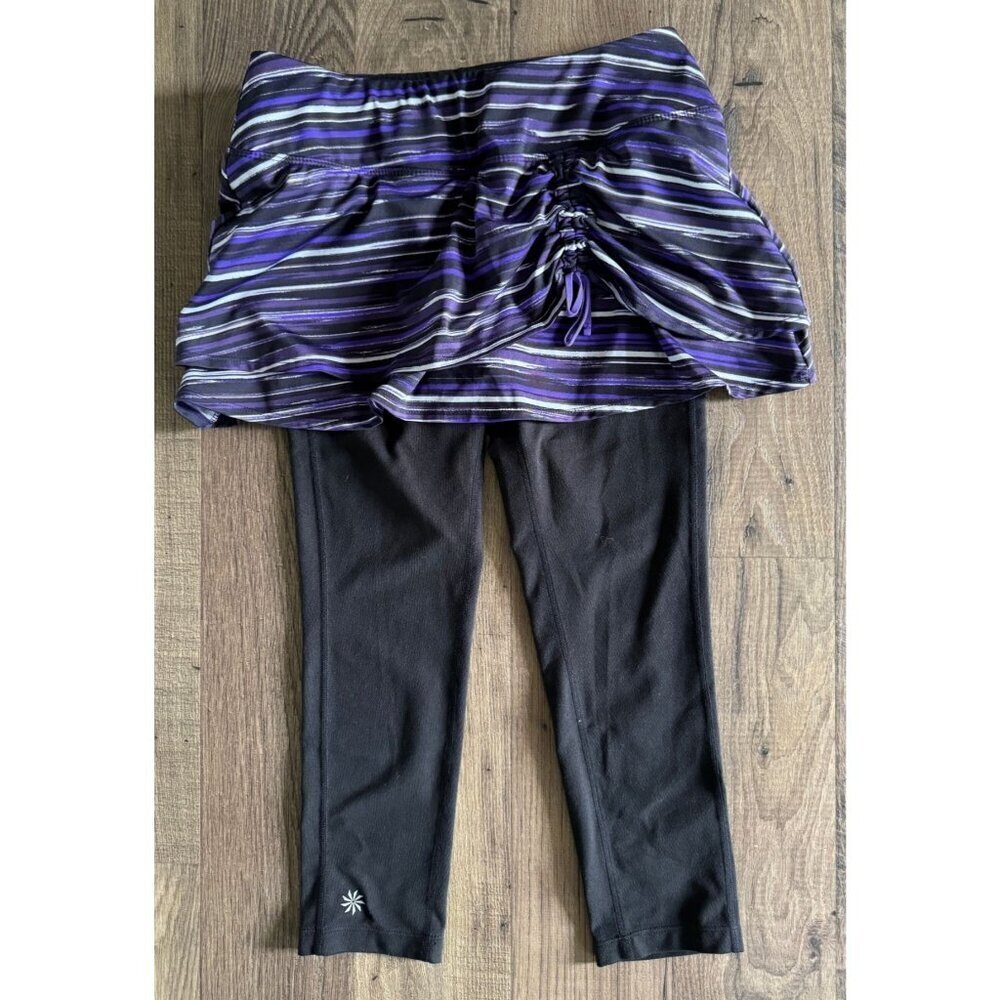 Athleta 2 in 1 Skirt and Capri Leggings Purple Painted Cuteness 919089 Womens XS